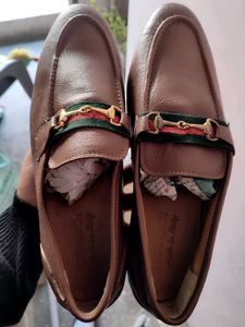 Gucci Brown Leather Loafers(6,7,8 Size)