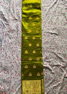Green Silk Saree with Golden Border