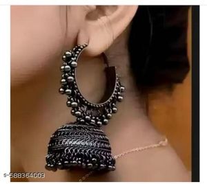 Set of 2 | Oxidized Jhumka Earrings