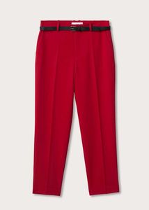 MANGO Red High-Waisted Trousers with Belt