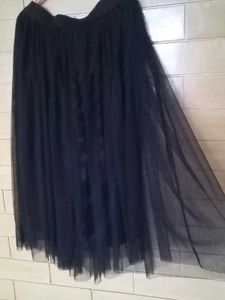 Black Tulle Midi Skirt