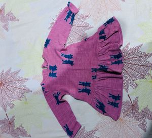 Cute Pink Cat Print Top