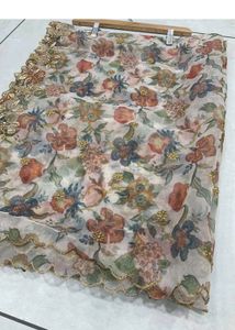 Beautiful Organza Self Design Dupatta(Beige Coour)