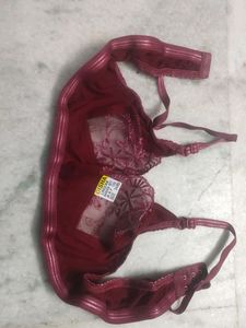 Net Bra Panty Lingerie Set Maroon Colour Size 34