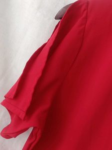 V-Neck Red Wrap Dress