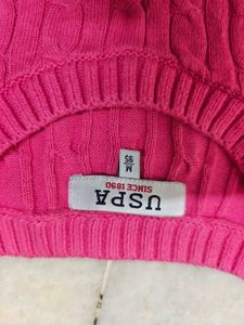 U.S. Polo Assn. Pink Cable Knit Sweater