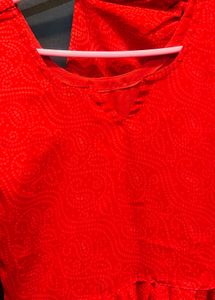 Vibrant Red Kurta Set with Trousers