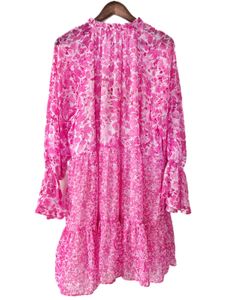 Chic Pink Floral Tiered Mini Dress