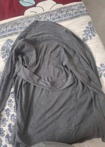 Gray Open Front Cardigan