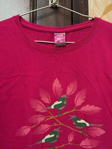 Cute Bird Graphic Pink T-Shirt