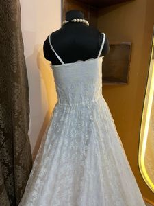 trail flared White Lace Maxi Dress