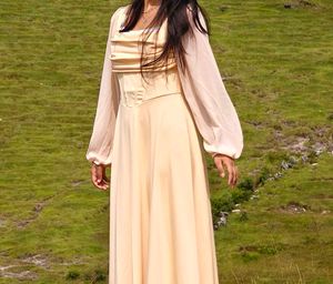 Elegant Corset Puff Sleeve Midi Dress