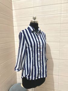 Mesh Striped Casual Shirt