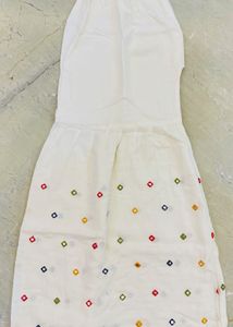 White Embroidered Kurta with Mirror Work