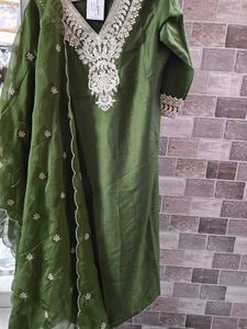Green Embellished Kurta Set