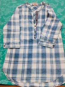 Blue Plaid Tunic Top