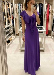Elegant Purple Stone-studded Maxi Dress