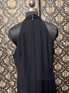 Elegant Black Maxi Dress with Embellished Neckline