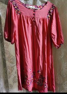 Chic Pink Embroidered Mini Dress