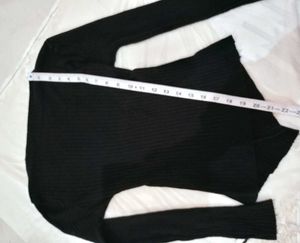 Stylish Black Wrap Knit Top