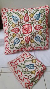 Kashmir hand embroidery cushion covers set of 2 with filler
