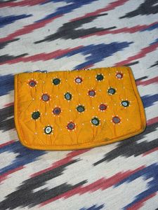 Embellished Yellow Clutch Bag