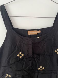 Black Embroidered Sleeveless Top