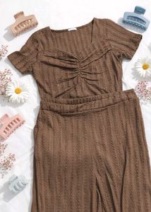 Brown Textured Two-Piece Set