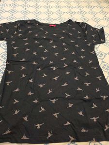 Dark Grey Bird Print T-Shirt