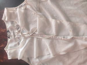 Off White Shirt Style Top For Womens