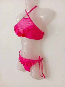 Hot Pink Polka Dot Bikini Set
