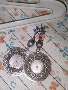 Silver Oxidised Round Earrings Set (Pack of 2)