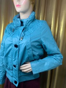 Stylish Teal Quilted Bomber Jacket