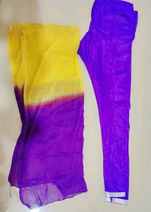 Yellow and Purple Anarkali Dress with eari