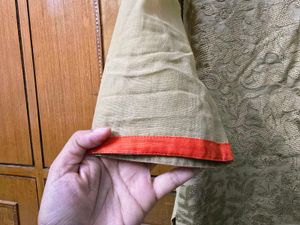 Elegant Gold Kurta with Contrasting Trim