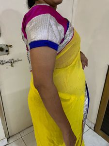 Vibrant Yellow Saree with Embellished Border