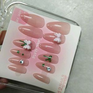 Cute Press-On Nails with Bows