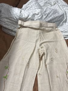 Embroidered Bird Palazzos