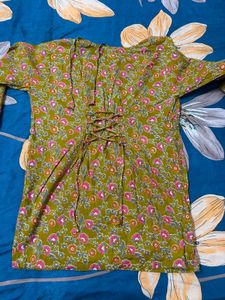 Mustard Floral Print Kurta