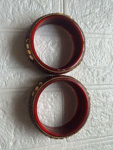 Sparkling Red &amp; Gold Bangles New