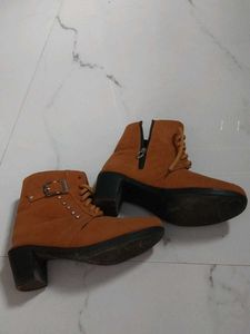 Tan Lace-Up Ankle Boots