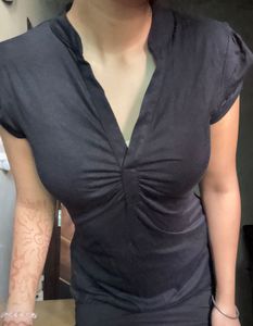 Classic Black V-Neck Ruched Top