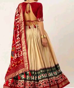 Off-White Patola Print Lehenga Set with Dupatta