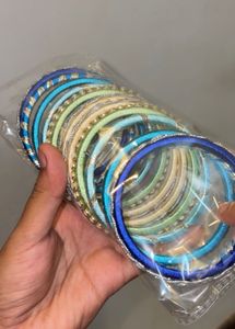 Set of 12 Silk Thread Bangles with Mirror Work