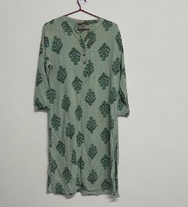 Light Green Printed Cotton Kurta
