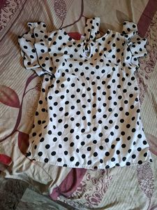 Polka Dot Top with Ruffle Sleeves