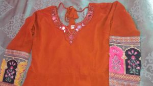 Elegant Orange Anarkali Kurta Set Best for festiva