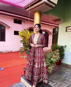 Maroon Kurta Set with Jacket