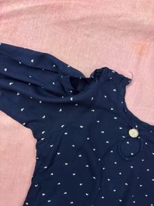 Navy Blue Polka Dot Kurta with black legging