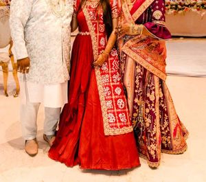 Padded Banarasi silk Anarkali-style gown